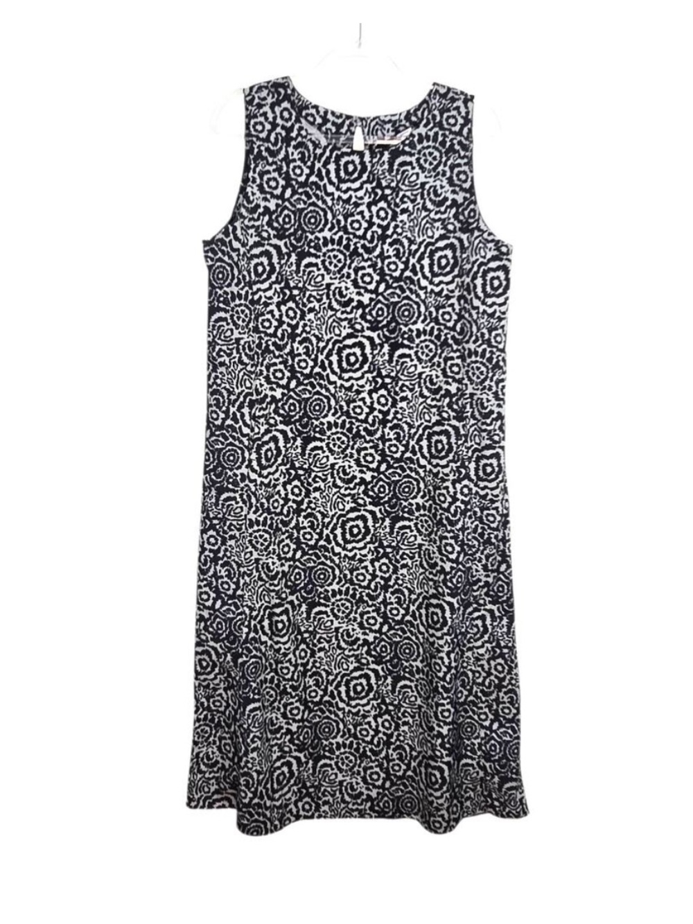 Black & White Batik Sleeveless Shift Dress